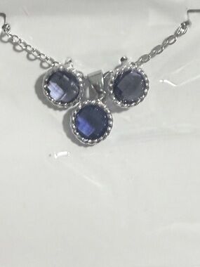 NWT EFFY Sterling Silver Purple Stone Pendant & Earring Set